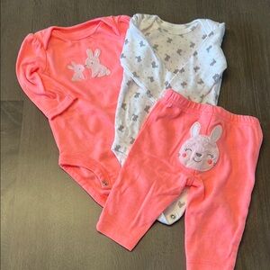 Adorable Pink and White Bunny Baby Outfit Set #345